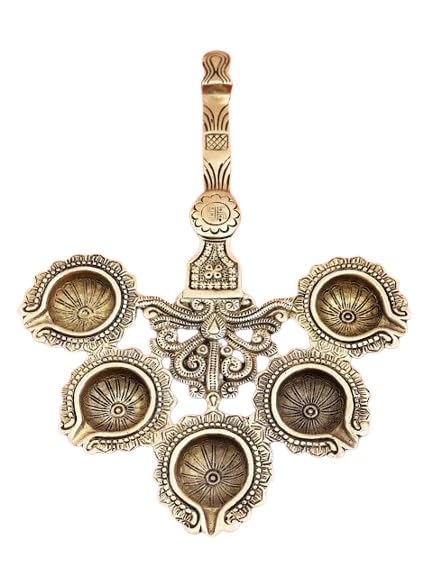 5 Wick Brass Aarti/Kapoor Spoon for Pooja/ House Warming/ havan/ Gift Item/ showpiece